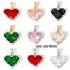 1 Piece Sweet Copper Valentine's Day Charms Gold Color Heart Cubic Zirconia Pendants For DIY Necklace Jewelry Making 20mm X 14mm