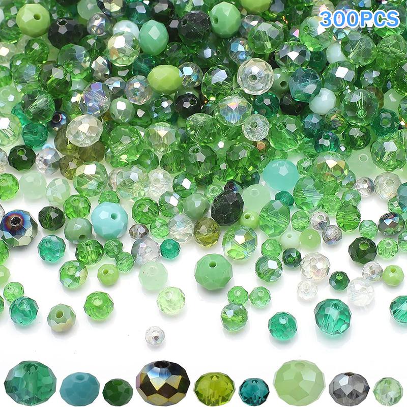 300Pcs Mixed Sizes Crystal Rondelle Light Ab Gems Loose Beads Clear Crystal Glass Crafts Shiny Jewelry Diy Necklace Kit