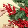 50-1PCS Artificial Red Berries Branches Christmas Simulation Flower Fruit Cherry DIY Wreath Xmas Tree New Year Party Decorations
