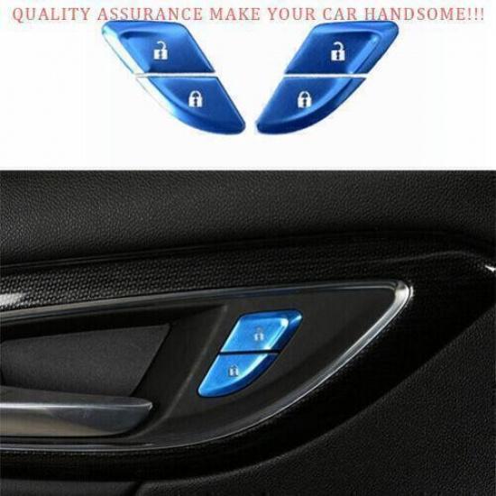 For Buick Envision 2021-2024 Blue Alloy Inner Door Handle Lock Cover Trim 4PCS