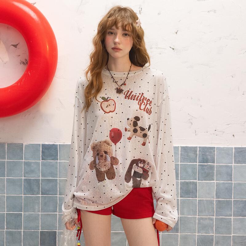 UNIFREE Sweet Cartoon Print Loose Fit T-Shirt