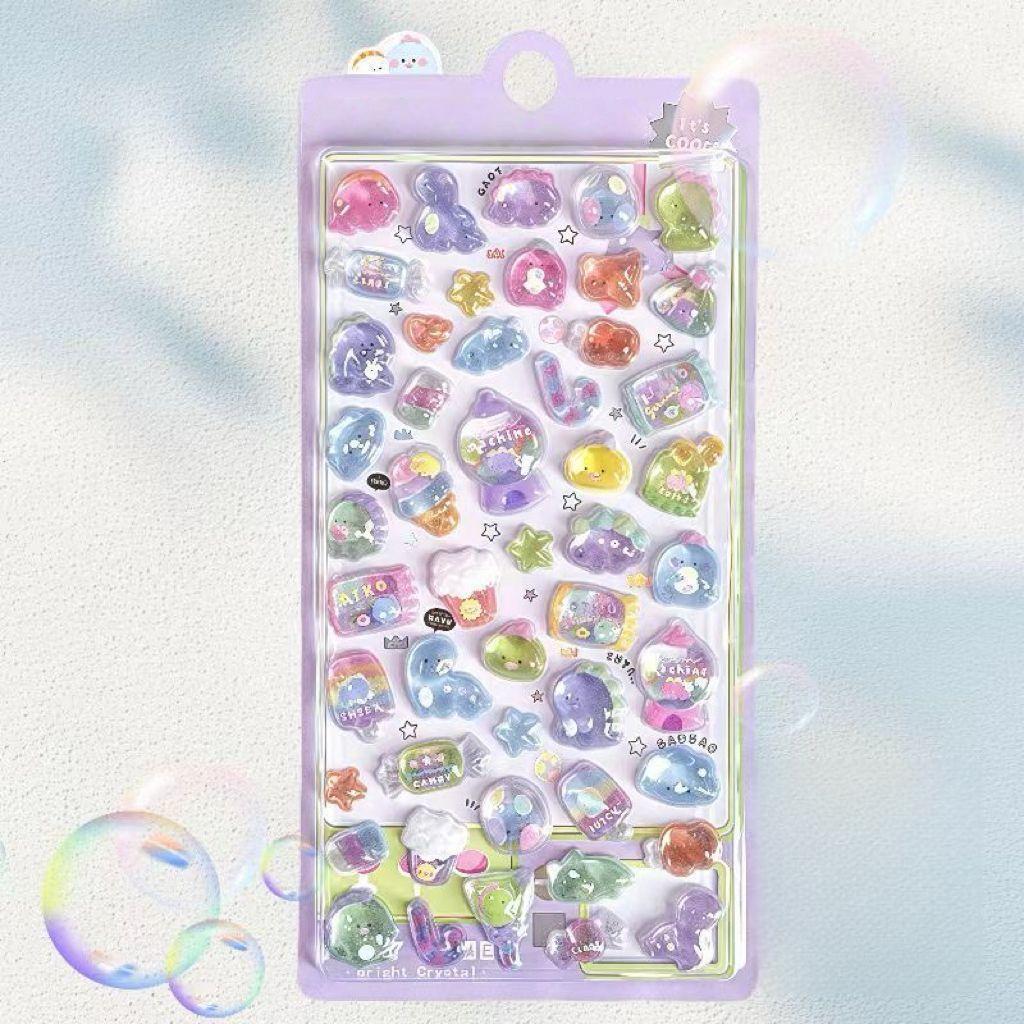 Cartoon 3D Rhinestone Stickers, Self-Adhesive Cute Animal Relief Stickers for Scrapbooking, DIY Crafts, Office & School Supplies