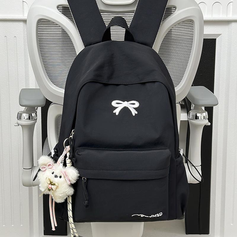 Schultasche Koreanische Version ins einfarbiger Rucksack Damen einfacher Rucksack mit großer Kapazität Schleife Schülerschultasche modisch vielseitig Freizeitrucksack