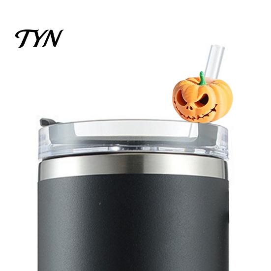 Funny Straw Decoration Halloween Pumpkin Topper, 3D Printed Spooky Party Favors Cover for Tumbler, Decorative Holiday Cup Accessories Theme Topper
