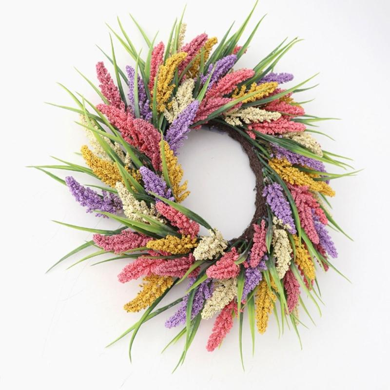 Realistic Simulated Wheat Wreath Fall Harvest Festival Wreath For Front Door Mantels Porch Garden Display And Thanksgiving Party Centerpieces