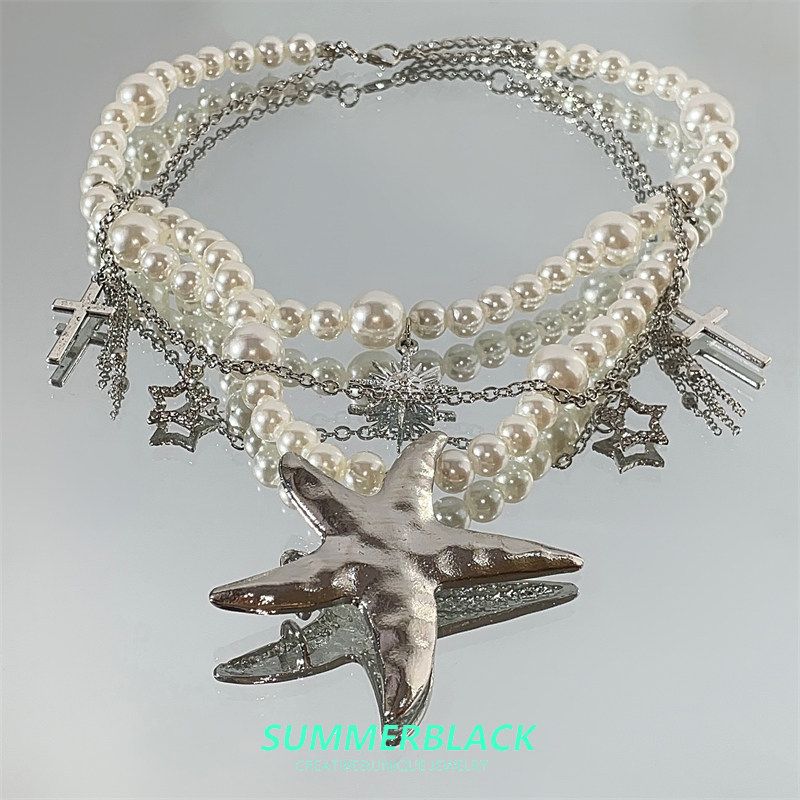 

Fashion Fashion Exaggerated Pearl Multi-Layer Starfish Pendant Necklace for Women 2025 New Arrival Niche Style Temperament Entry Lux Accessories Pearl Starfish Necklace