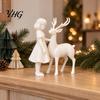 Study Room Desktop Decorations Girl And Deer Figurine, 3D Printed White Artistic Statue, Tabletop Fairy Tale Style Home Decor Ornament Sculpture