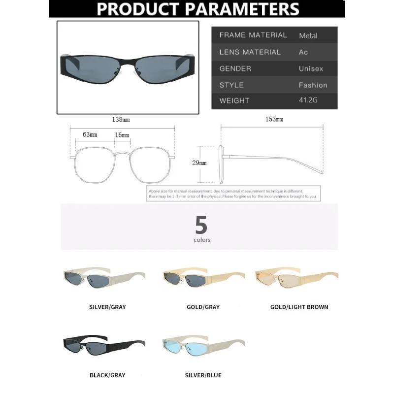 New Narrow Frame Metal Sunglasses Female Hip-hop Personality Street Photography UV Resistant Glasses UV400 Shades Eyewear