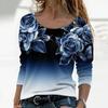 Damenbluse mit Blumendruck und Farbverlauf, vielseitig kombinierbar, Frühjahrsbluse für den Alltag