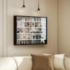 5-Tier Wall Display Cabinet, Wall Mounted Display Case w/ 4 Adjustable Shelves, Glass Doors, 60x80cm, Black and White