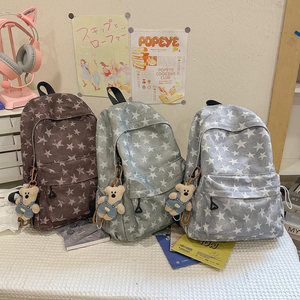 Schoolbag Japanese Ins Niche College Wind Star Schoolbag Female Student Korean Version Large Capacity Backpack Mori Simple Backpack