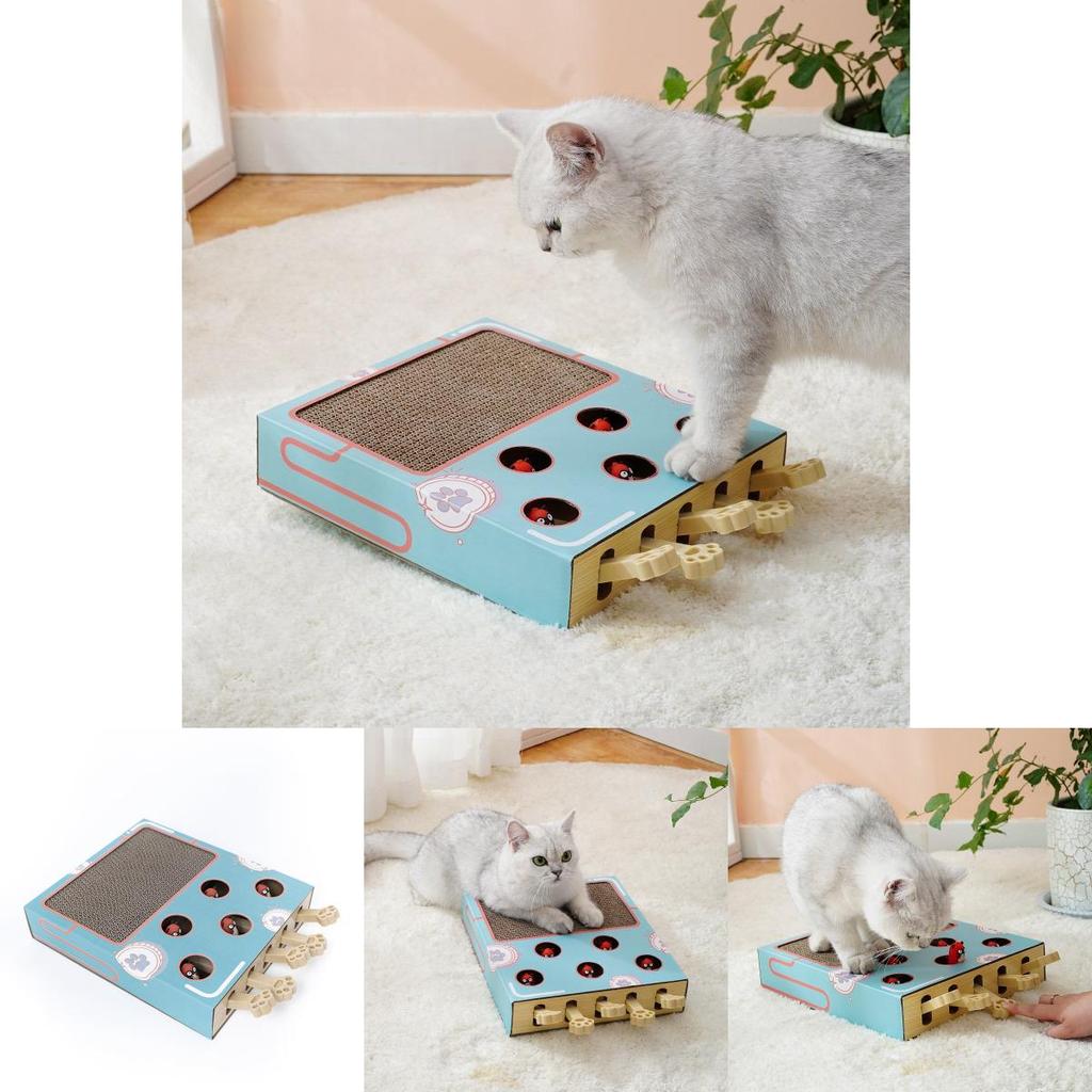 Five-hole Whack-a-mole Corrugated Cat Scratcher Multifunctional Toy For Cats And Kittens Wood And Corrugated Paper