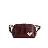 Popular Red Sheepskin Woven Bag Shoulder Messenger Handbag Knotted Zipper Fashionable Leather Women's Bag Wholesale