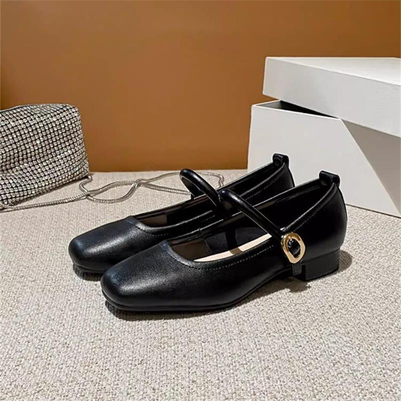 Soft leather French fairy style Mary Jane shoes female summer 2025 new square head with skirt high heels work small leather shoes