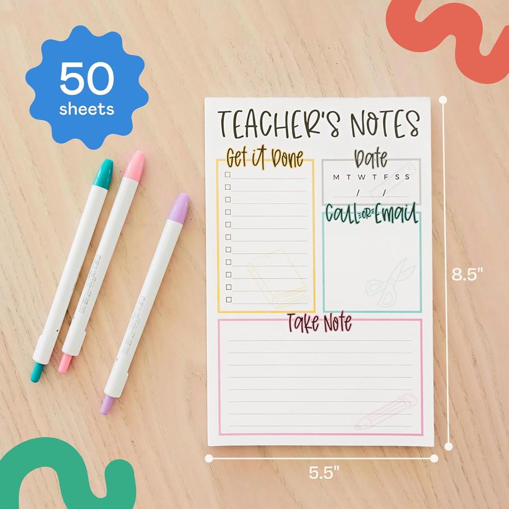 Tiny Expressions Teacher Notepad - Teacher To Do List Note Pad - Stationary Classroom Must Haves for Elementary and Middle School - Teacher