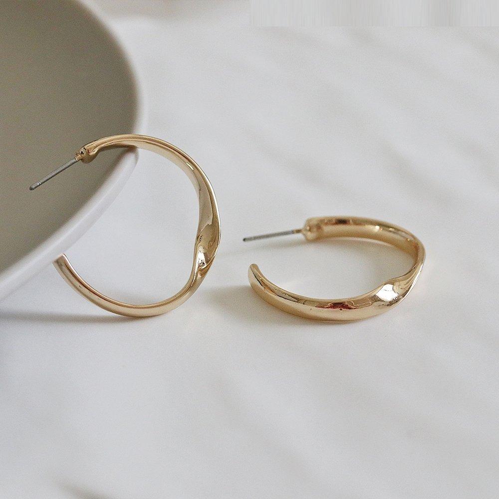 Sooho Leary Gold Silver Simple Hoop Earrings