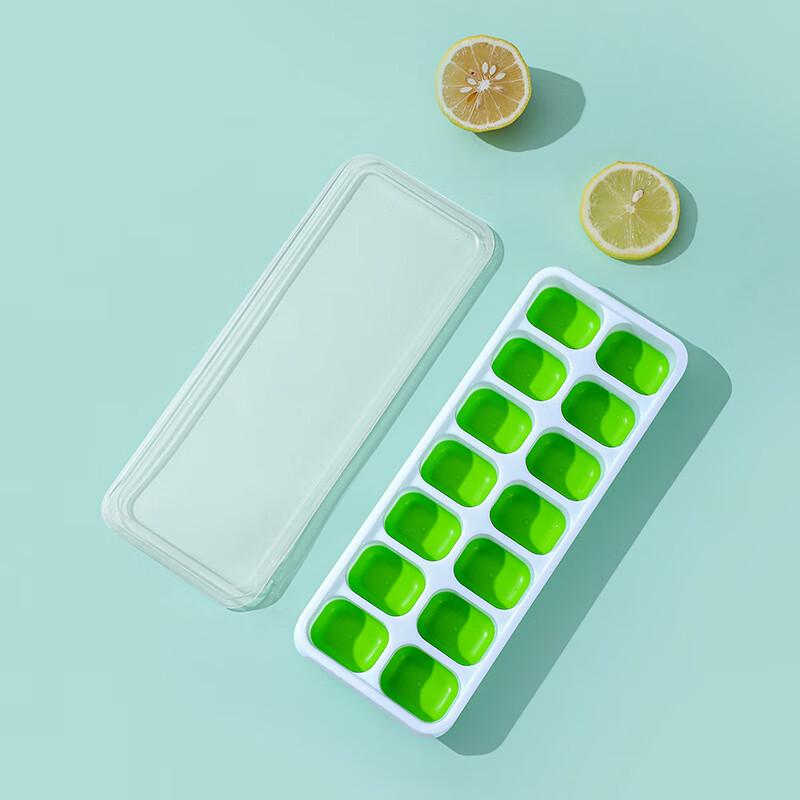 Square Silicone 14-Grid Ice Cube Tray with Lid