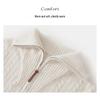 Little He Women's Half-Open Lapel Cashmere Sweater, Cable Knit, Seven-Gauge Thickened Wool, Simple Winter Wear