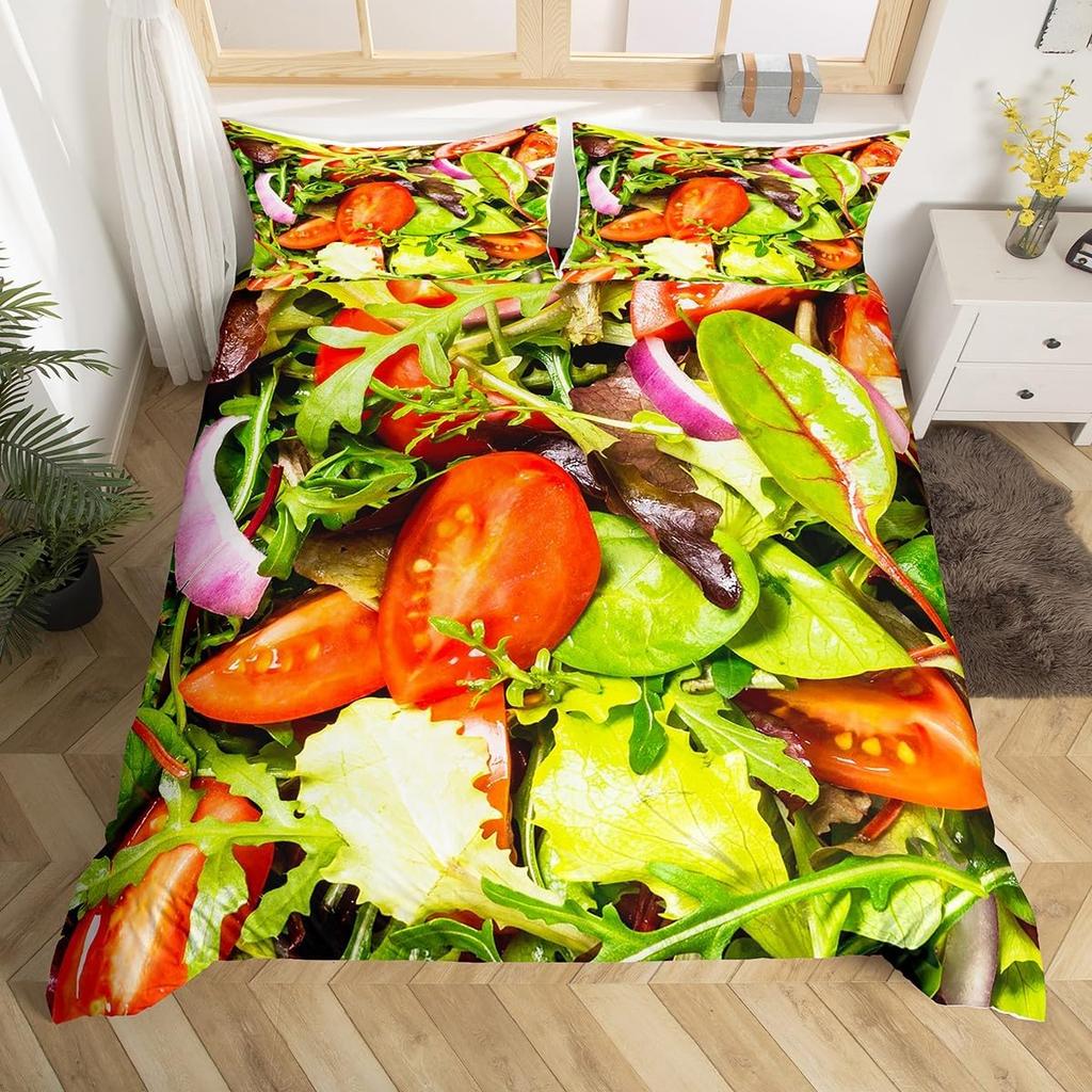 Sushi Duvet Cover Set Full QueenJapanese Food Bedding Set 3D Food Themed Bedspread Cover Realistic Food Room Decor Quilt Cover
