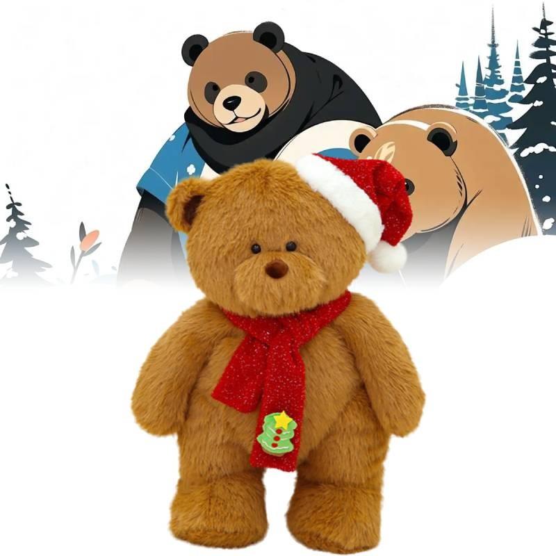 Teddy Plush Bear Toys Santa Hat Scarf Cartoon Animals Fill Doll Christmas Gifts