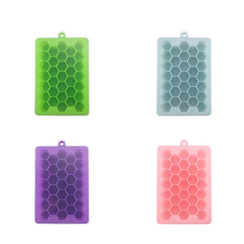 Bandeja de Hielo de Silicona de 33 Celdas Reutilizable Panal Casera Caja de Cubitos de Hielo Molde para Gelatina DIY Hielera de Silicona Molde de Bandeja de Hielo