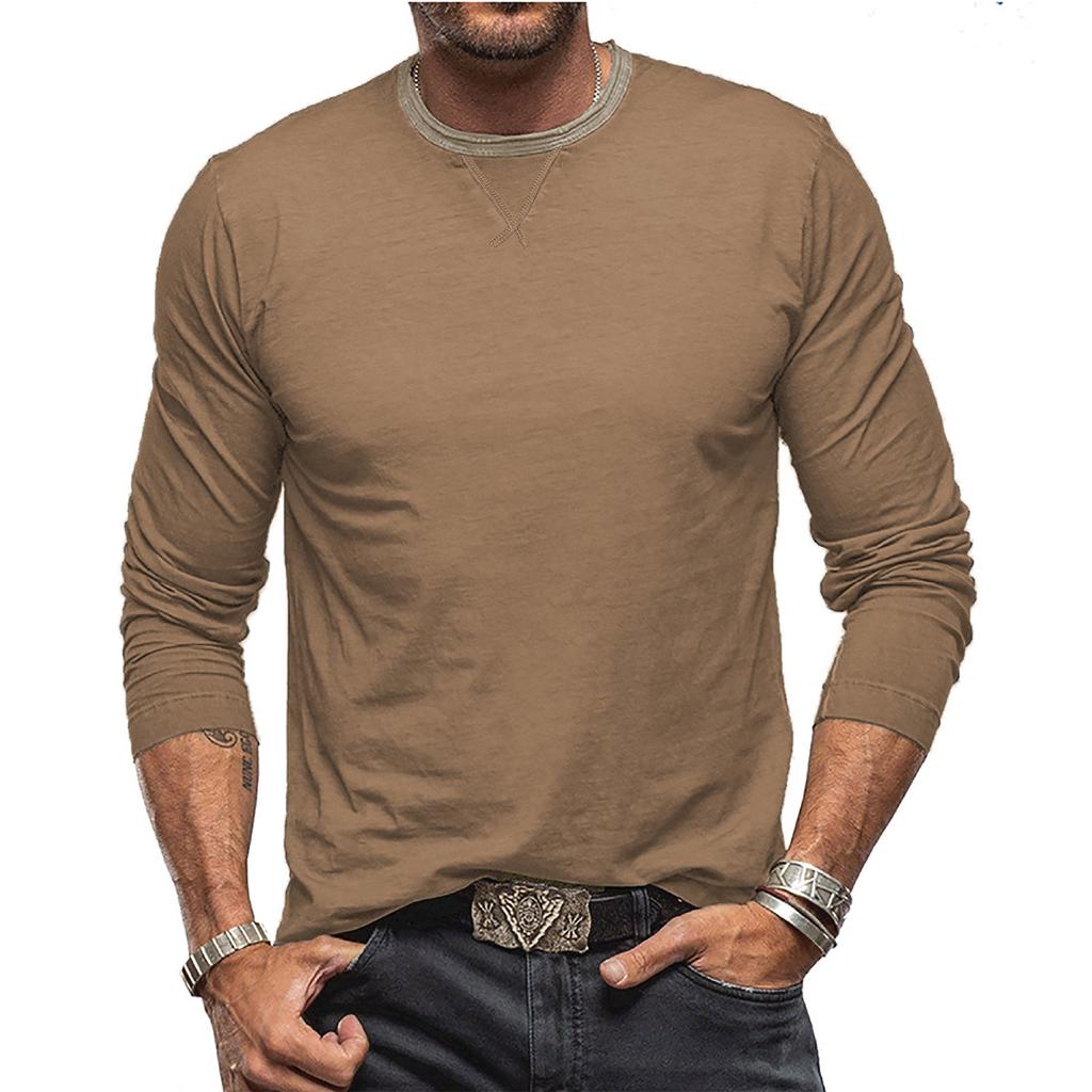 Men'S Round Neck Long Sleeved Fashionable Casual Sports Top