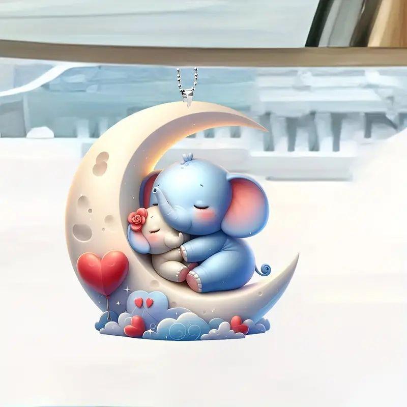Acryl Cartoon Mond Elefant Auto Innenraum Hängeornament Für Dekorativen Stil
