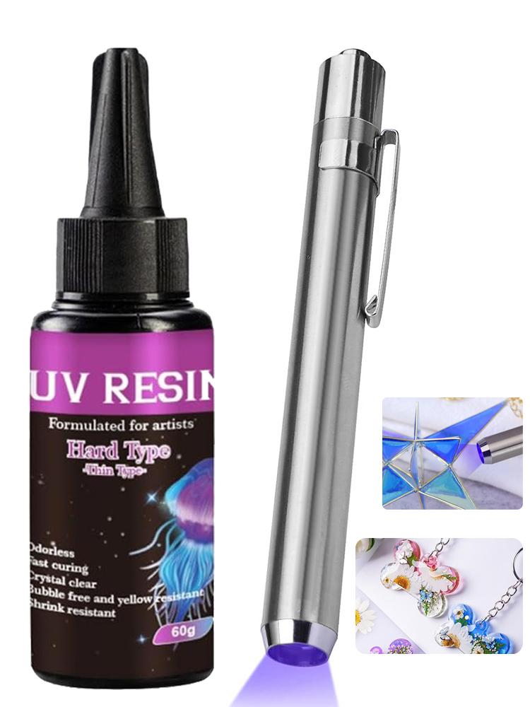 UV Resin Glue 25g Clear Hard Glue Quick Drying Solar Curing Epoxy High Hardness for DIY Jewelry Glass Metal Craft Decoration