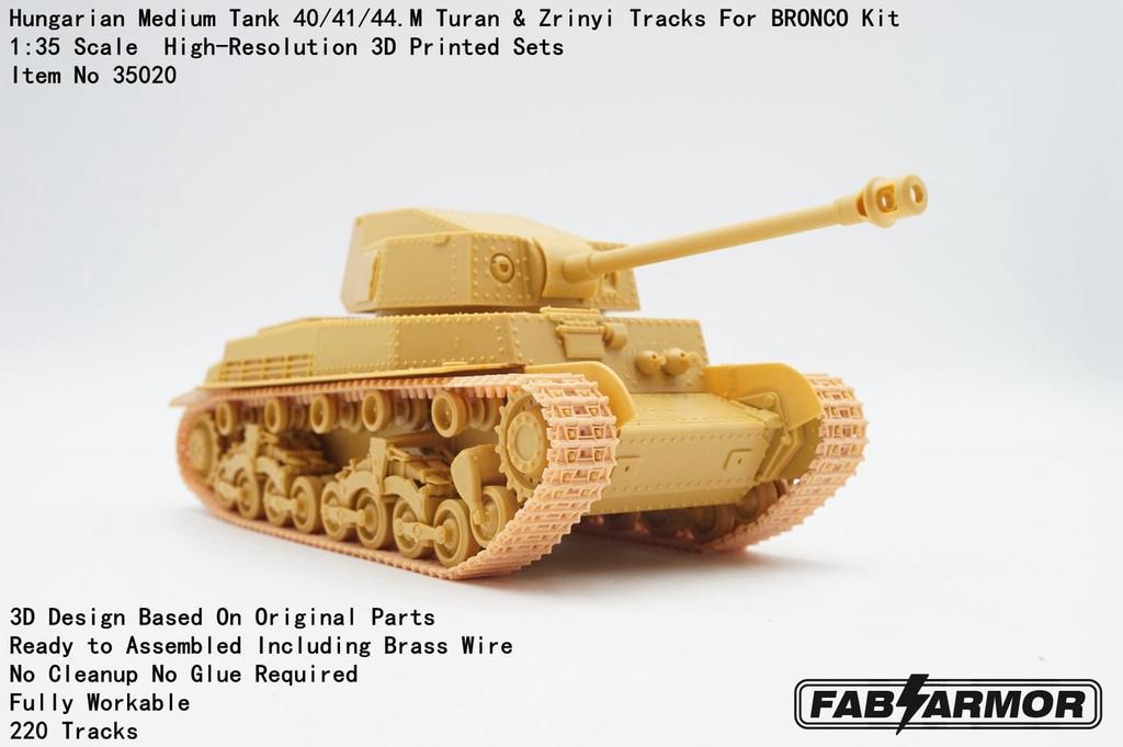 Fabscale Ungarischer Mittlerer Panzer Bewegliches Ketten-Set Kunststoffmodellteile FAB35020 1/35 40/41/43/44M Turán-Zrínyi (für Bronco) (Panzer)