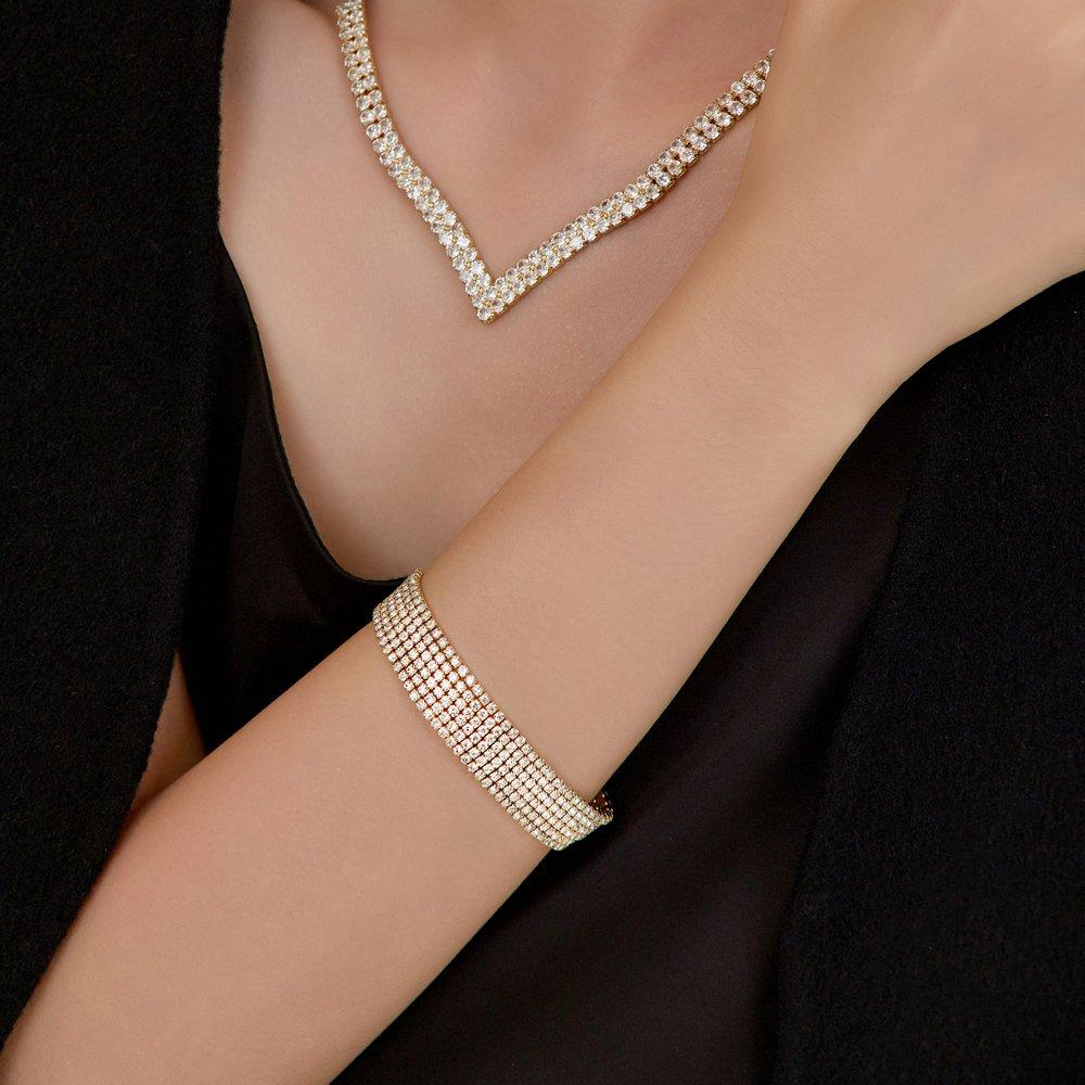 Crystal Wide Line Tennis Bracelet Lb279Bc