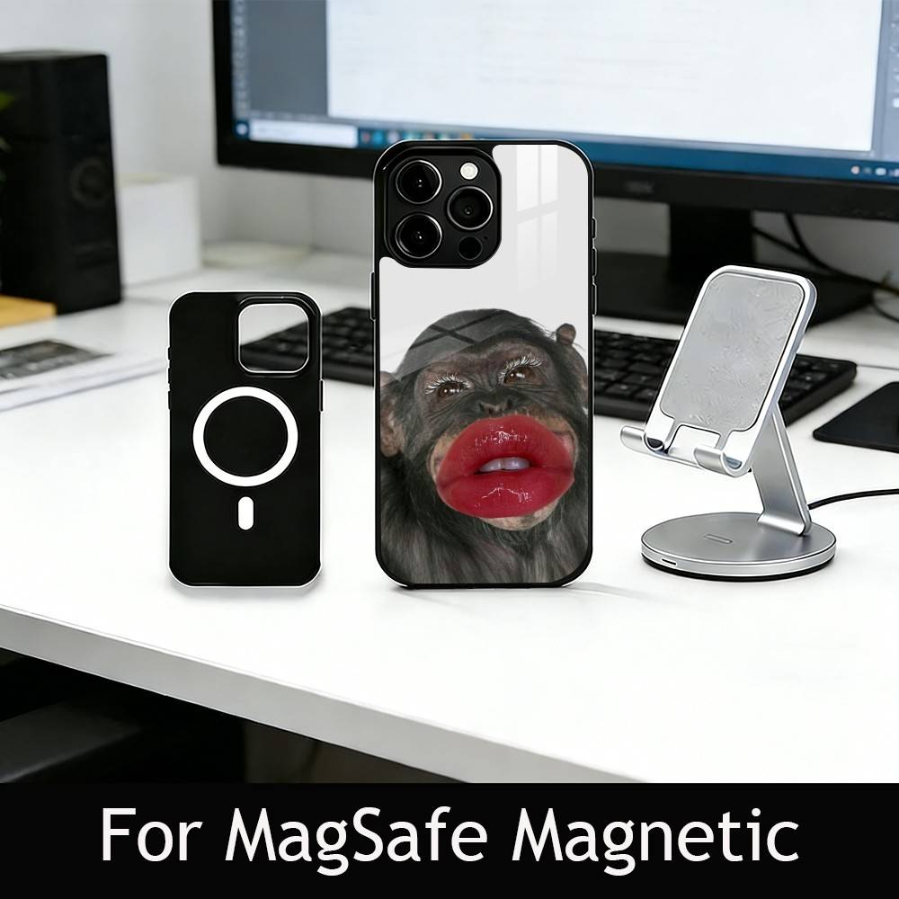 C-Cute F-Funny Monkey Phone Case For iPhone17,16,15,14,13,12,11 Plus,Pro Magnetic with Magsafe Wireless Charging