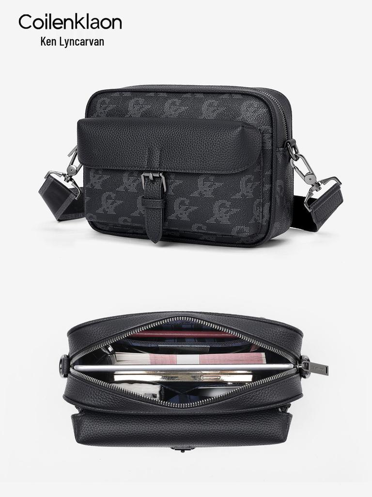 French Brand Men's Soft Cowhide Crossbody & Clutch Phone Bag