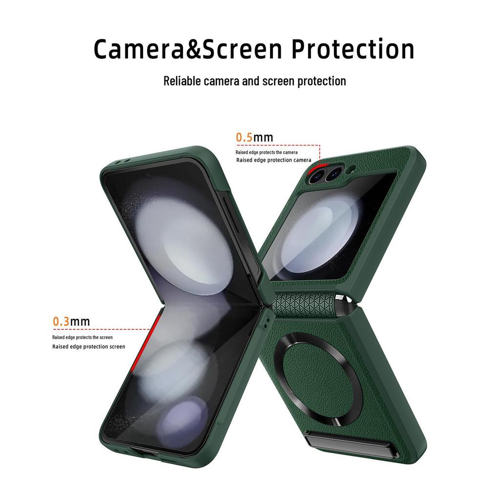 Samsung Flip6 Magnetic Case with Integrated Screen Protector and Invisible Stand