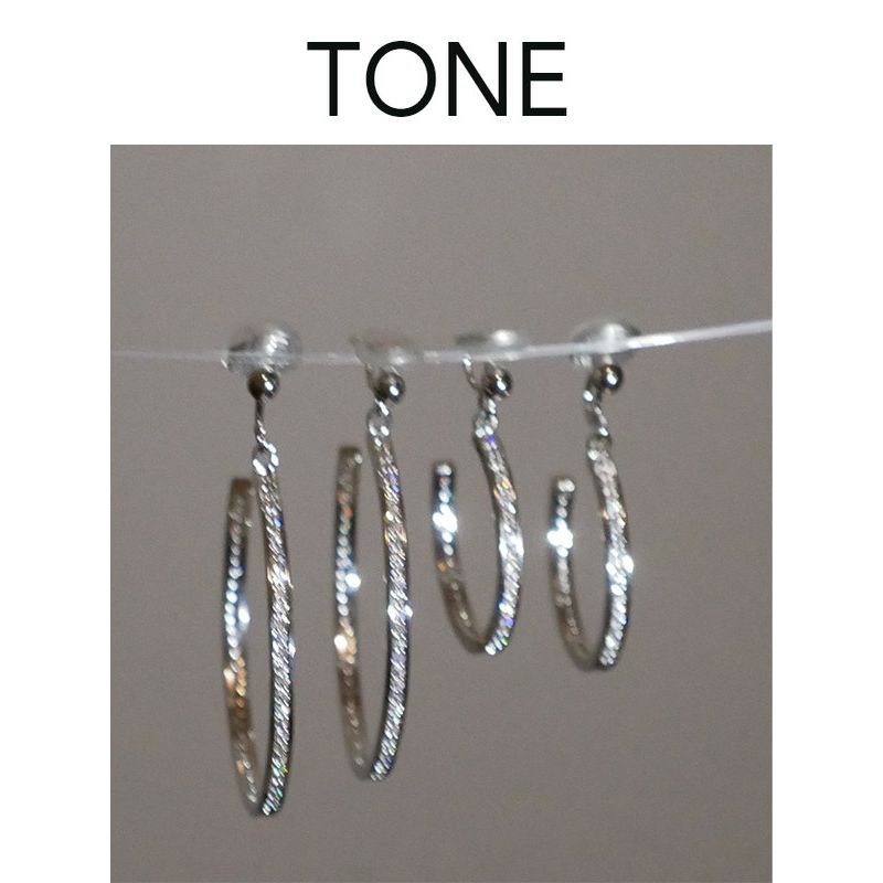 

Tone Diamond-Embedded Big Ear Ring Simple European and American Style Sexy Zircon A Pair of Silver Small Mosquito Coil Ear Clips