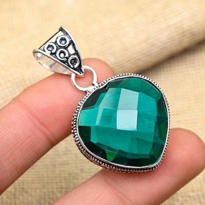 Pendente Scintillante in Gemma Indicolite Argento Sterling Massiccio 925 Fatto a Mano Gioiello Per Lei