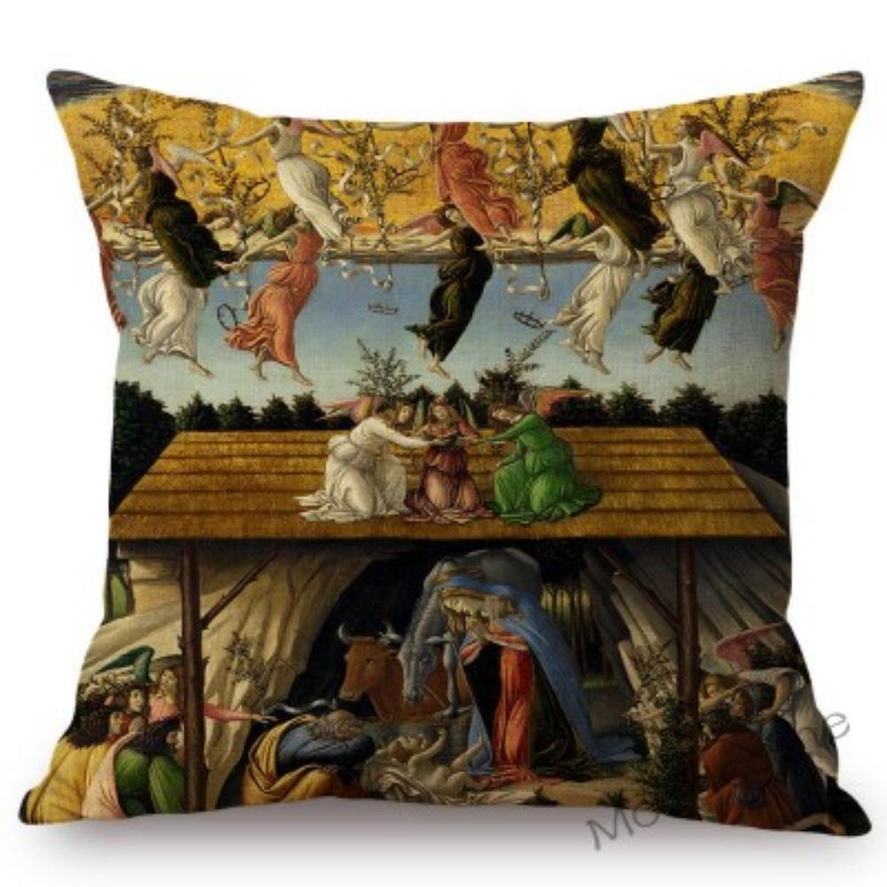 Sandro Botticelli Florence Art Geburt der Venus, weltberühmtes Ölgemälde, dekorativer Kissenbezug, Baumwollleinen, Sofakissenbezug