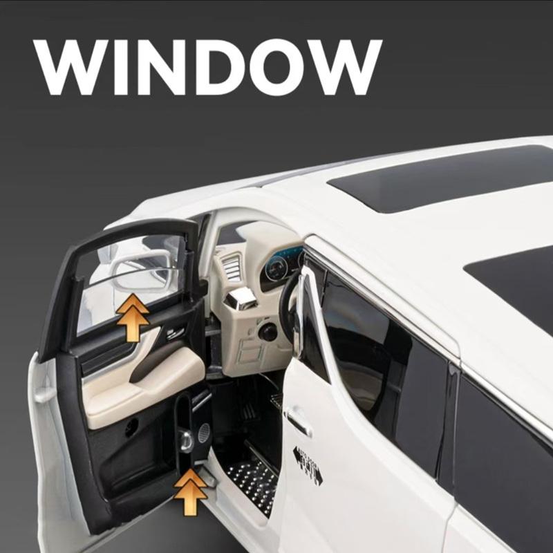 Electric Door 1/18 Lexus LM300 MPV Alloy Luxy Car Model Diecast Metal Vehicles Car Model High Simulation Sound and Light Kids Toy Gift