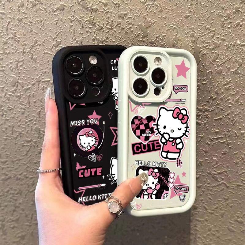 Cute Hello Kitty Gramophone Phone Case For Google Pixel 7 8 9 Pro 7A 8A 5G 9 Pro XL Soft Silicone Y2K Shockproof Pink Cover