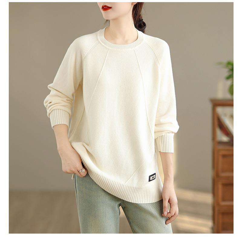 DIMANAF 2025 Autumn Winter Sweater Pullovers Tops  Women Casual Solid Cotton Knitted Tees Shirts Long Sleeve