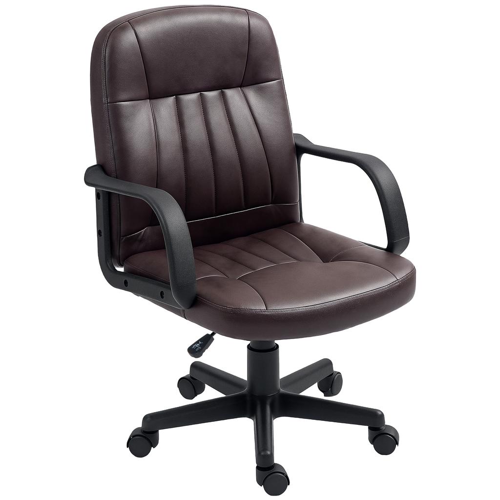 Swivel Executive Chair PU Leather Computer Desk Chair, Dark Brown