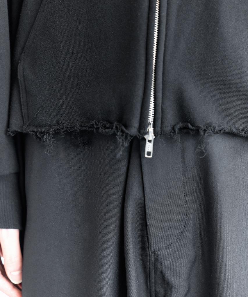 Kiryu Cut Off Hoddie Zip Up_Black