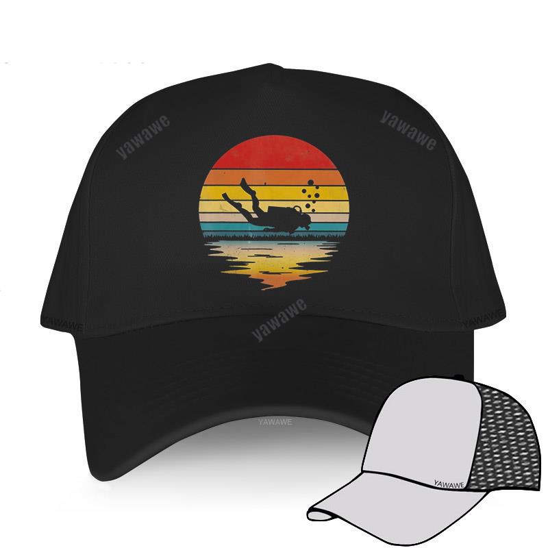 Baseball Cap for Men Hip Hop Harajuku Hats Retro Scuba Diving Cotton 80s Scuba Diver Teens Golf Hat Summer Breathable Caps