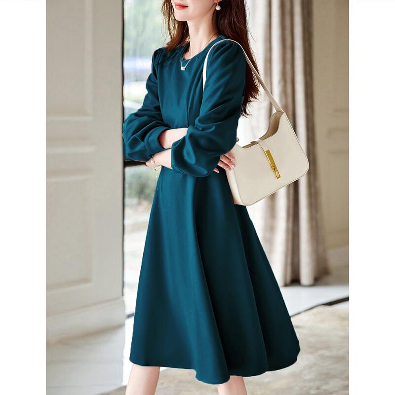 Demana Elegant Collection Round Neck A-Line Knit Midi Dress