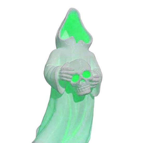 Halloweenská figurka čaroděje-ducha Gotická socha Smrtky s LED světlem Sváteční párty Bez tváře Čaroděj Dekorace Ozdoba