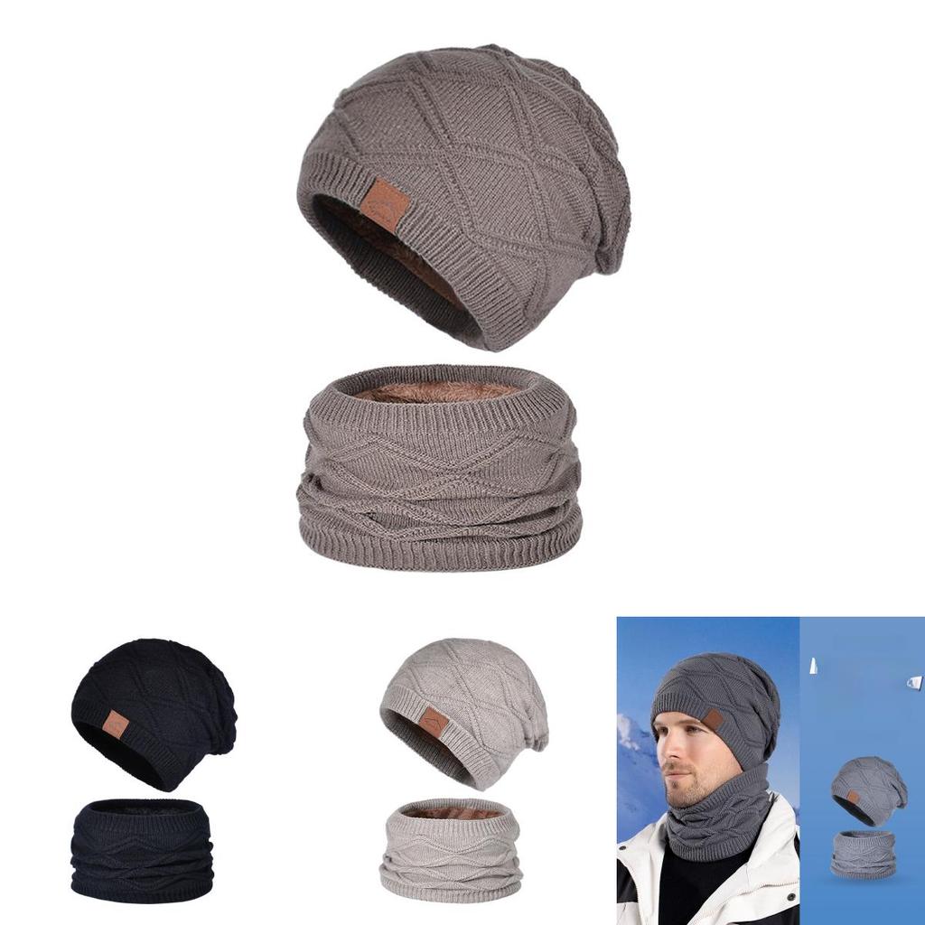 Knitted Winter Hat And Neck Warmer Set With Windproof Insulation For Men And Women