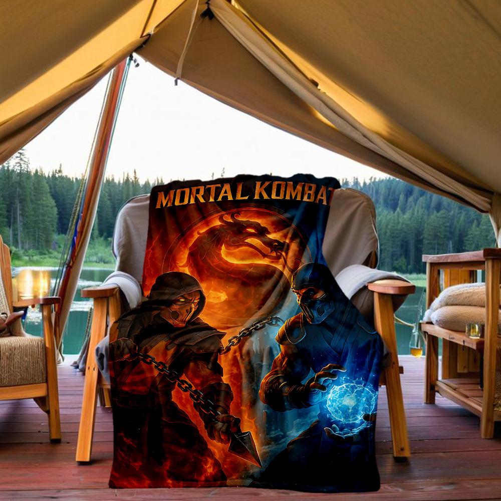 

1 шт. Плед Mortal Kombat для улицы, легкий фланелевый, мягкий и теплый, всесезонный, для улицы, кемпинга, гостиной, офиса, L1106020 80x120cm