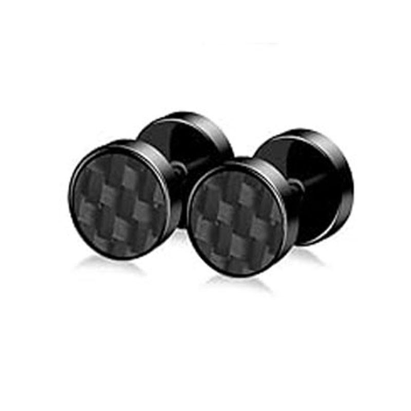 Pendientes Redondos de Acero Inoxidable con Cruz y Goteo de Aceite para Hombre