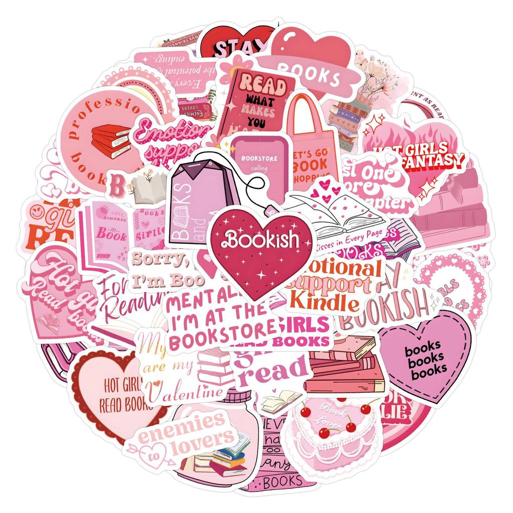 60-Piece Pink Cartoon Graffiti Sticker Set for DIY Notebooks and Water Bottles