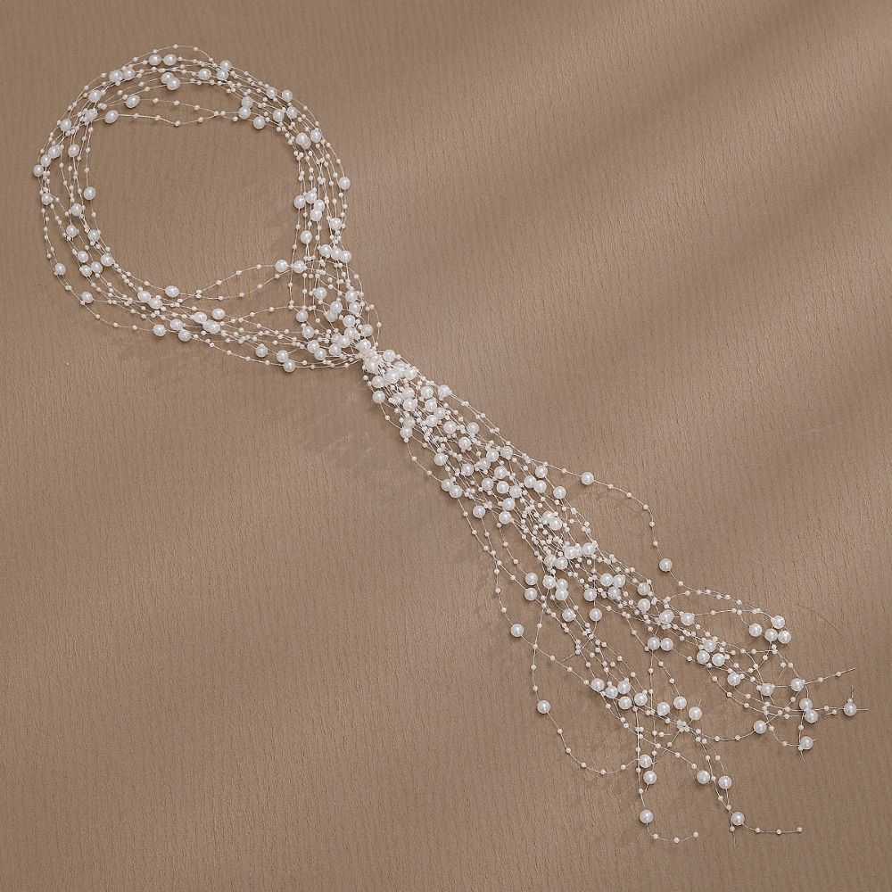 Multi-Layer Bridal Pearl Headband Handmade Women Daily Hair Wear Crystal Pearl Hair Vine Wedding