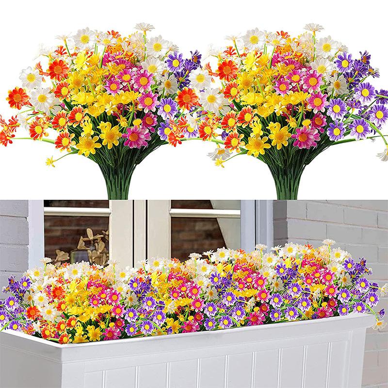 1 Bundles Outdoor Artificial Daisies Fake Flowers UV Resistant Shrubs ...